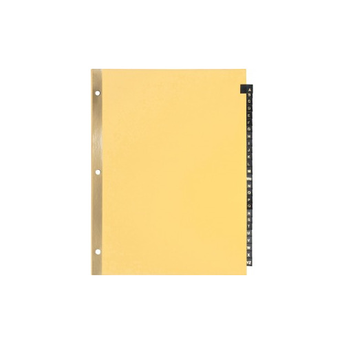 Business Source A-Z Black Leather Tab Index Dividers - 26 Printed Tab(s) - Character - A-Z - 8.5