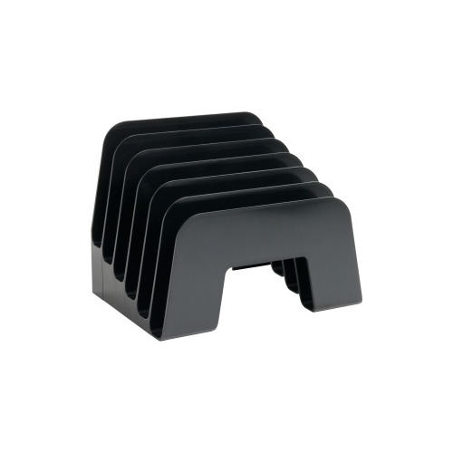 6-Slot Inclined Desk Step Sorter Black Plastic 6.5 x 8 x 7.8-1 Each BSN11875