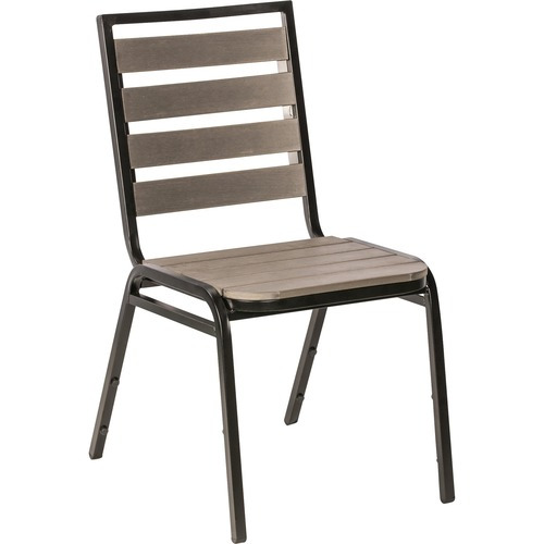 Lorell Faux Wood Outdoor Bench - Weathered Charcoal Faux Wood Seat - Four-legged Base - 1 Each Lorell Faux Wood Outdoor Bench - Weathered Charcoal Faux Wood Seat - Four-legged Base - 1 Each