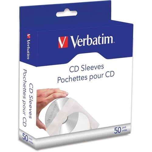 Verbatim CD/DVD Paper Sleeves with Clear Window - 50pk Box - Sleeve - Paper