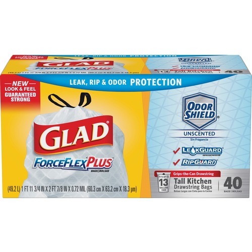 Glad Tall Kitchen Drawstring Trash Bags ForceFlexPlus Advanced