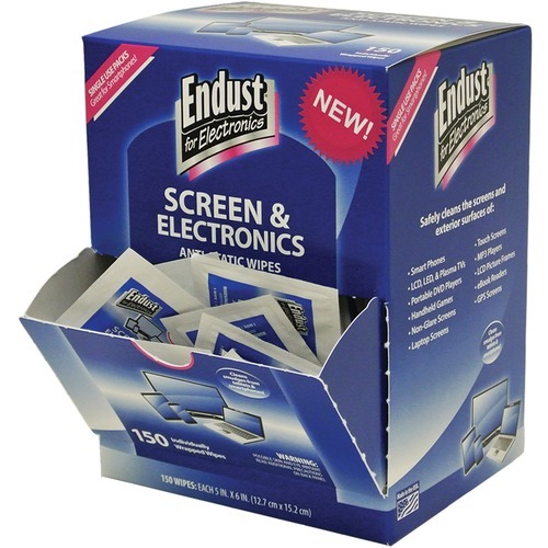 Endust Screen/Electronics Clean Wipes - For Smartphone, Handheld Device, Notebook, LCD, GPS Navigation System, Display Screen - Anti-static, Alcohol-free, Ammonia-free, Soft, Non-abrasive - 150 / Pack - Blue Endust Screen/Electronics Clean Wipes - For Smartphone, Handheld Device, Notebook, LCD, GPS Navigation System, Display Screen - Anti-static, Alcohol-free, Ammonia-free, Soft, Non-abrasive - 150 / Pack - Blue