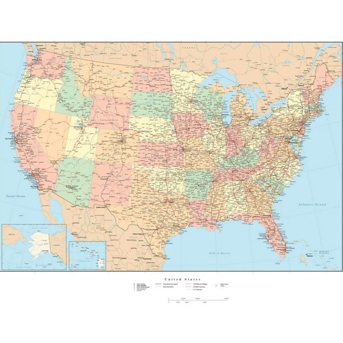 Advantus Laminated USA Wall Map - AVT97643 - Shoplet.com