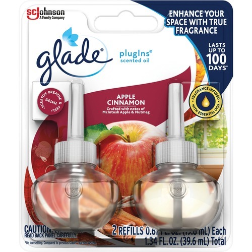 Glade PlugIns Apple Cinnamon Oil Refill - Oil - 1.3 fl oz (0 quart) - Apple Cinnamon - 30 Day - 12 / Carton - Long Lasting Glade PlugIns Apple Cinnamon Oil Refill - Oil - 1.3 fl oz (0 quart) - Apple Cinnamon - 30 Day - 12 / Carton - Long Lasting