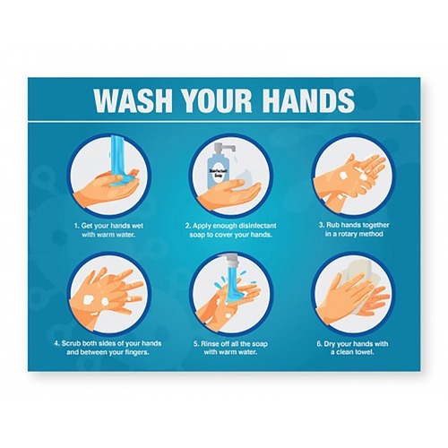 Lorell WASH YOUR HANDS 6 Steps Sign - LLR00255 - Shoplet.com