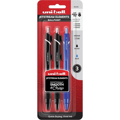  Uniball Jetstream Elements 5 Pack, 1.0mm Medium Black,  Wirecutter Best Pen, Ballpoint Pens, Ballpoint Ink Pens