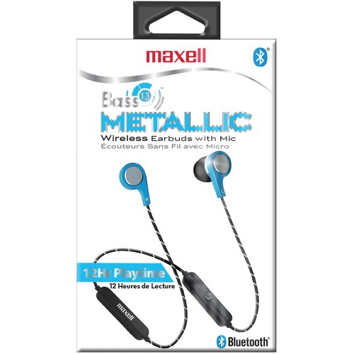 Maxell Bass13 Earset - Stereo - Wireless - Bluetooth - Earbud - Binaural - In-ear - Blue Maxell Bass13 Earset - Stereo - Wireless - Bluetooth - Earbud - Binaural - In-ear - Blue