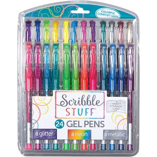 Scribble Stuff, Neon Gel Pens, Assorted Colors, Pack of 5