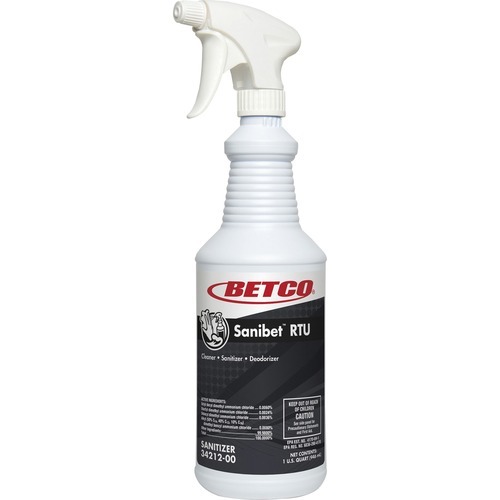 Betco Sanibet RTU Cleaner - Ready-To-Use - 32 fl oz (1 quart) - 1 Each - Deodorize, Rinse-free - Yellow