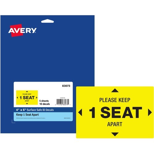 Avery Products Avery Surface Safe PLEASE KEEP 1 SEAT APART Decals