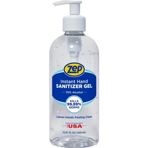 Zep Hand Sanitizer Gel - Clean Scent - 16.9 fl oz (500 mL) - Pump Bottle Dispenser - Kill Germs - Hand - Clear - Residue-free - 1 Each Zep Hand Sanitizer Gel - Clean Scent - 16.9 fl oz (500 mL) - Pump Bottle Dispenser - Kill Germs - Hand - Clear - Residue-free - 1 Each
