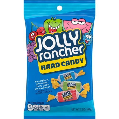 Jolly Rancher Hard Candy - Green Apple, Blue Raspberry, Cherry, Watermelon, Grape - Individually Wrapped, Trans Fat Free - 7 oz - 12 / Carton