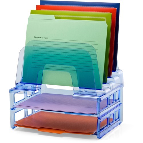 Officemate Blue Glacier Large Incline Sorter w/ 2 Letter Trays - 5 Compartment(s) - 14.3 Officemate Blue Glacier Large Incline Sorter w/ 2 Letter Trays - 5 Compartment(s) - 14.3