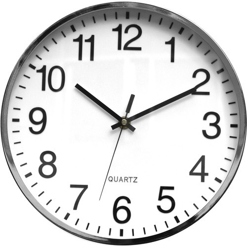 Victory Light Silent Chrome Wall Clock - Chrome/Wood Case, White Victory Light Silent Chrome Wall Clock - Chrome/Wood Case, White