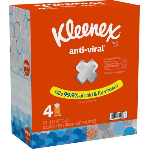 Kleenex Ultra Soft Facial Tissues, 4 Cube Boxes, 65 White Tissues per Box,  3-Ply (260 Total)