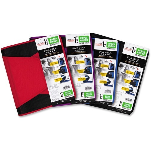 Mead Zipper Binder - 500 Sheet Capacity - 3 x Ring Fastener(s) - 3 Pocket(s) - Multi-colored - Zipper Closure, Wear Resistant, Tear Resistant, Durable, Expandable Mead Zipper Binder - 500 Sheet Capacity - 3 x Ring Fastener(s) - 3 Pocket(s) - Multi-colored - Zipper Closure, Wear Resistant, Tear Resistant, Durable, Expandable