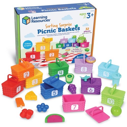 Learning Resources Sorting Surprise Picnic Baskets - Skill Learning: Counting, Color, Sorting, Fine Motor, Motor Skills - 3-7 Year - 32 Pieces - Multi