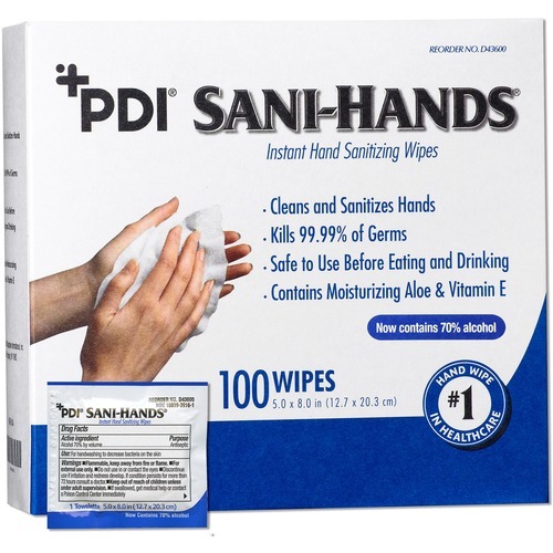 PDI Sani-Hands Instant Hand Sanitizing Wipes - Antimicrobial, Anti-septic, Dye-free, Fragrance-free, Hygienic, Resealable - For Hand - 100 / Box PDI Sani-Hands Instant Hand Sanitizing Wipes - Antimicrobial, Anti-septic, Dye-free, Fragrance-free, Hygienic, Resealable - For Hand - 100 / Box