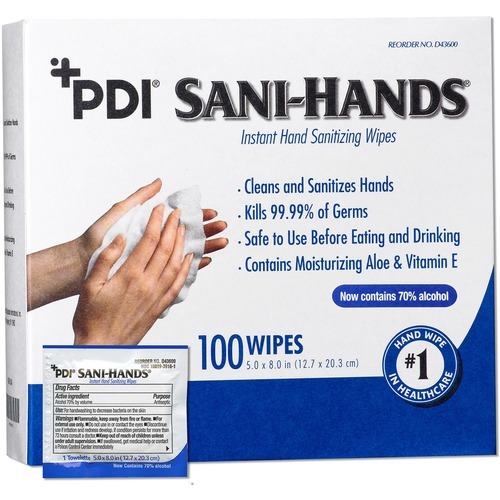 PDI Sani-Hands Instant Hand Sanitizing Wipes - Antimicrobial, Anti-septic, Dye-free, Fragrance-free, Hygienic, Resealable - For Hand - 100 Per Box - 10 / Carton PDI Sani-Hands Instant Hand Sanitizing Wipes - Antimicrobial, Anti-septic, Dye-free, Fragrance-free, Hygienic, Resealable - For Hand - 100 Per Box - 10 / Carton
