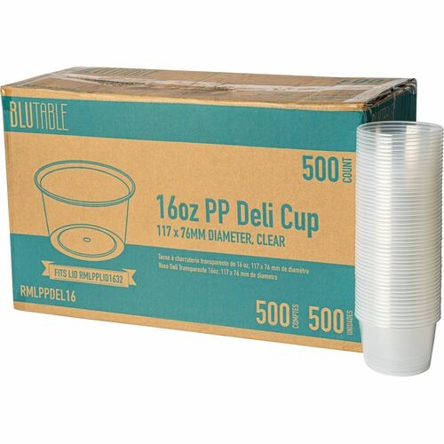 BluTable 16 oz Round Deli Tub Containers - Food, Food Storage - Microwave Safe - Clear - Round - 500 / Carton BluTable 16 oz Round Deli Tub Containers - Food, Food Storage - Microwave Safe - Clear - Round - 500 / Carton