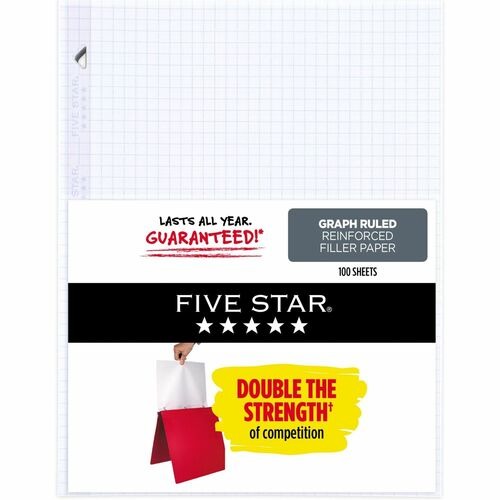 Five Star Reinforced Graph-Ruled Filler Paper - 80 Pages - Ruled Margin - Letter - 8 1/2