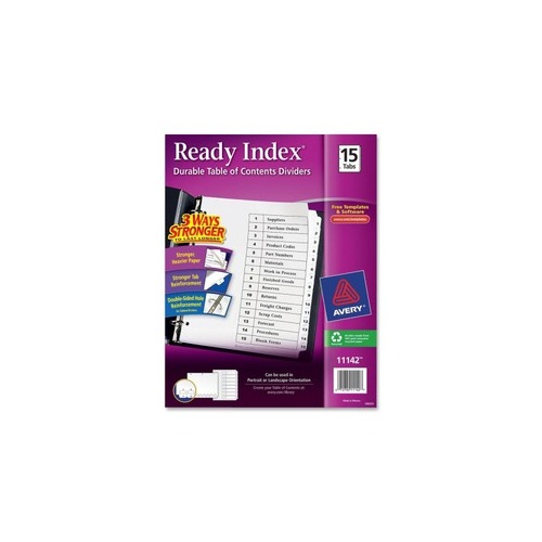 Avery Ready Index 15 Tab Dividers, Customizable TOC, 1 Set (11142