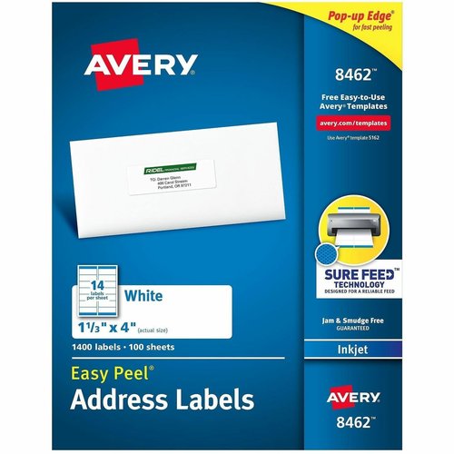 Avery Easy Peel White Inkjet Mailing Labels - AVE8462 - Shoplet.com