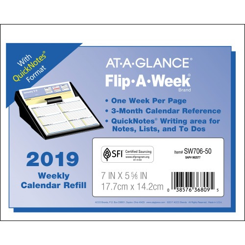 At A Glance Flip A Week Desk Calendar Refill AAGSW70650 Shoplet