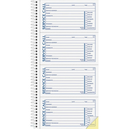 Adams Spiral Bound Service Call Book - ABFSC1155 - Shoplet.com