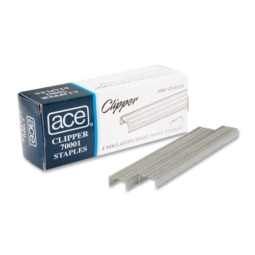 Advantus Ace Undulated Clipper Staples - 210 Per Strip - Chisel Point5000 / Box