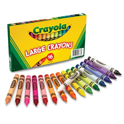 It's Academic Crayon Box with Hinged Lid, Assorted Colors, 16-Pack