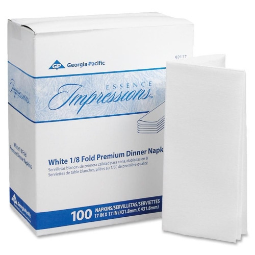 17 x 17 Dinner Napkin, 2-Ply, 1/8-Fold, Paper, White