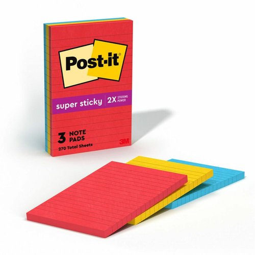 Post-it Notes Original Lined Notepads -Playful Primaries Color ...