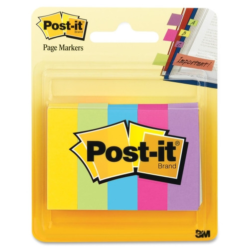 Post-it Page Markers - 1/2"W - Bright Colors - MMM6705AU - Shoplet.com