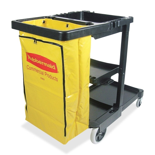 Rubbermaid Cleaning Cart with Zippered Bag, Black (3 Shelves