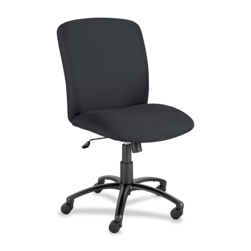 Safco Big & Tall Executive High-Back Chair - Black Foam, Polyester Seat - Polyester Back - Black Steel Frame - 5-star Base - Black - 1 Each