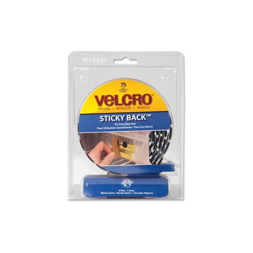 Velcro Sticky Back Peel Fasteners Black Round Shaped 5/8 in (1.5cm) 15  Circles
