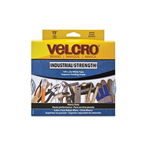 Velcro Brand Industrial-Strength Heavy-Duty Fasteners with Dispenser Box, 2 x 15 ft, White (VEK90198)