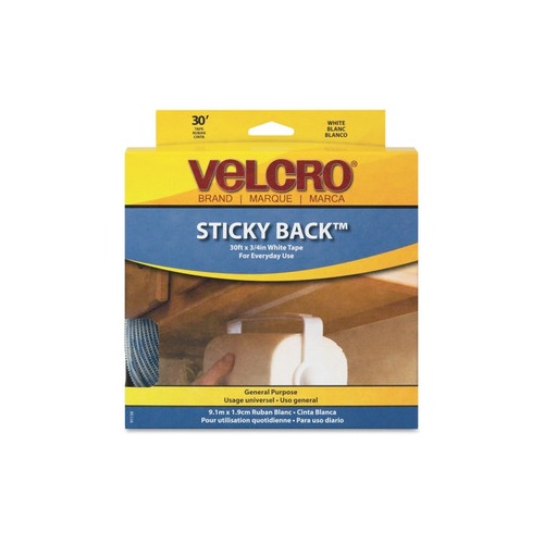 VELCRO Brand 5 Ft x 3/4 In | White Tape Roll with Adhesive | Cut Strips to  Length | Sticky Back Hook and Loop Fasteners | Perfect for Home, Office or