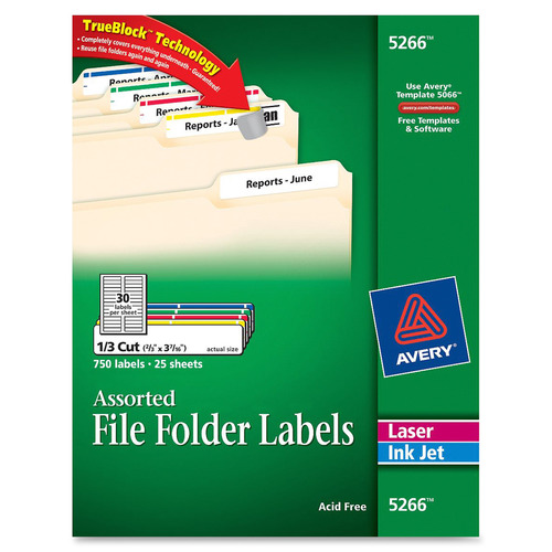 Avery File Folder Labels 2 3 X 3 7 16 750 Assorted Labels 5266 Ave5266 Shoplet Com