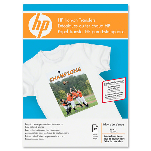HP Iron-On Transfers 8-1/2 x 11 White 12/Pack C6049A 