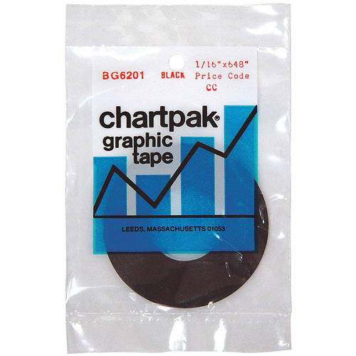 Chartpak Graphic Art Tape, 0.06 x 18 Yds., Black (BG6201M)