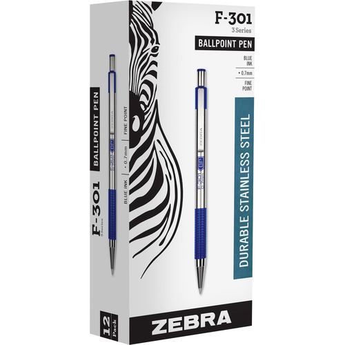 Zebra Pen BCA F-301 Stainless Steel Ballpoint Pens