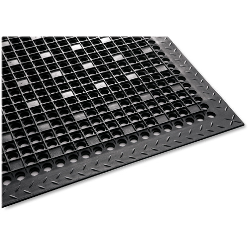 Genuine Joe Versa-Lite Anti-Microbial Rubber Mat - Black