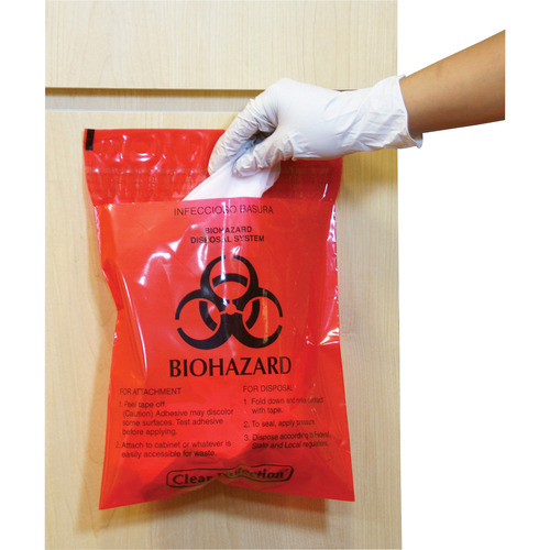 CareTek Stick-On Biohazard Infectious Waste Bags - 1.40 quart Capacity - 12 CareTek Stick-On Biohazard Infectious Waste Bags - 1.40 quart Capacity - 12