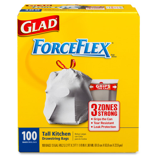 Glad ForceFlex Tall Kitchen Drawstring Trash Bags - Gain Original