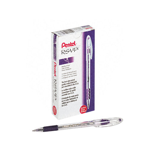 Pentel R.S.V.P. Stick Ballpoint Pen, Violet - 12 pack