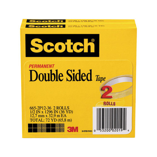 Scotch-brite Scotch Permanent Double-Sided Tape - 1/2W