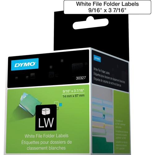 Dymo LabelWriter 1-Up File Folder Labels, 0.56 x 3.43, White, 130/Roll, 2 Rolls/Pack