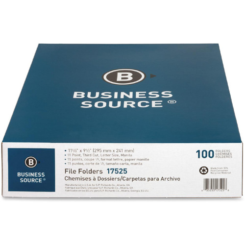 Business Source 1/3 Cut 1-ply Top Tab Manila Folders - BSN17525